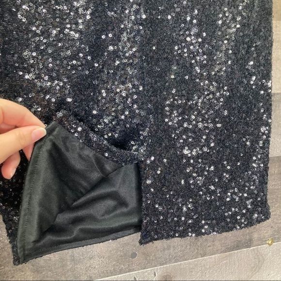 Tobi Black Sequin Be Seen Mini Pencil Skirt - Picture 6 of 9